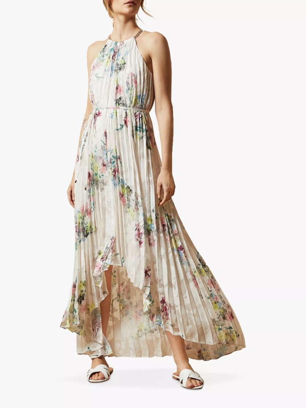 NWT Ted Baker Pergola
Threlin Floral Print Pleated Maxi Dress, Ivory
Size:5